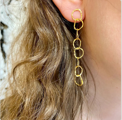 BEA JARENO - Afiok Eight Link Stud Earrings, 24ct Gold Vermeil