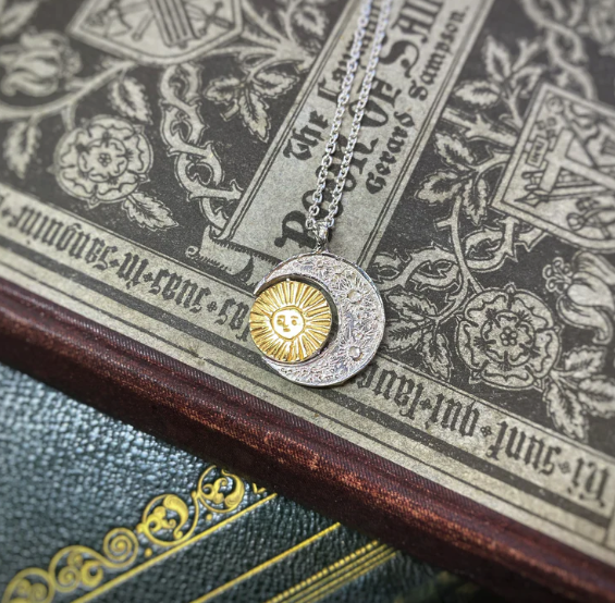 MOMOCREATURA - Silver Crescent Moon & Gold Sun Necklace