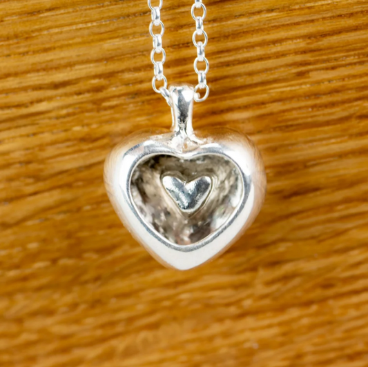 CLAIRE QUICK - Silver Heart within a Heart Pendant - Smooth