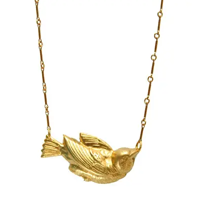 WE DREAM IN COLOUR Golden Bird Brass Necklace