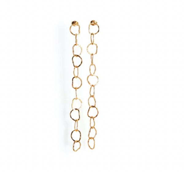 BEA JARENO Afiok 12 Links studs earrings in 24ct yellow gold vermeil signature textured links