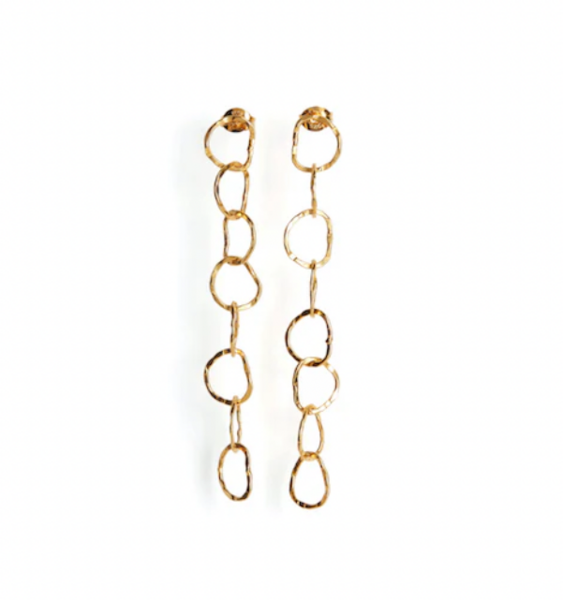 BEA JARENO Afiok eight link stud earrings signature textured links 24ct yg vermeil