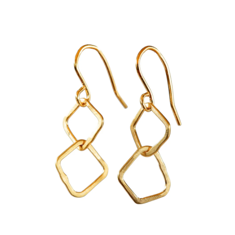 BEA JANERO Indian Summer 2 links hook earrings 24ct Yellow Gold vermeil