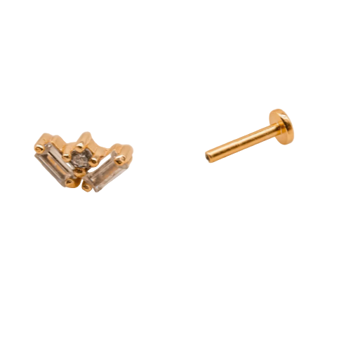 CLAIRE HILL - Fan Cubic Zirconia Gold Labret Earring