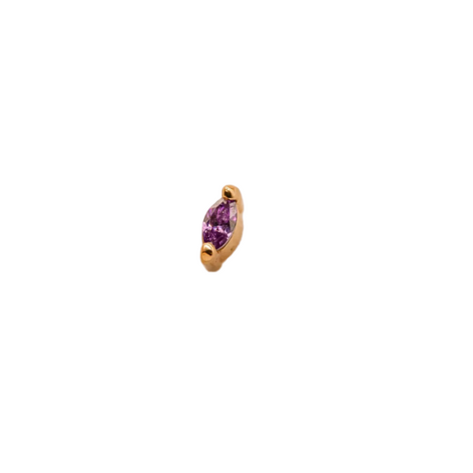 CLAIRE HILL - Amethyst Cubic Zirconia Gold Labret Earring