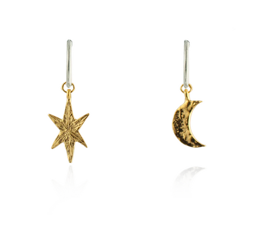 MOMOCREATURA -  North star and moon hoop earrings