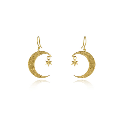 MOMOCREATURA - Crescent Moon & Star earrings gold vermeil
