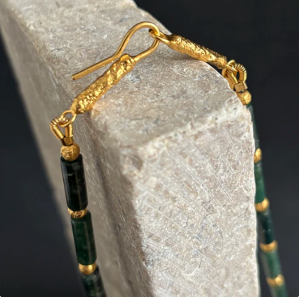 BEA JARENO - Plethora Tirona Necklace, Green Moss Agate & 24ct Gold Vermeil