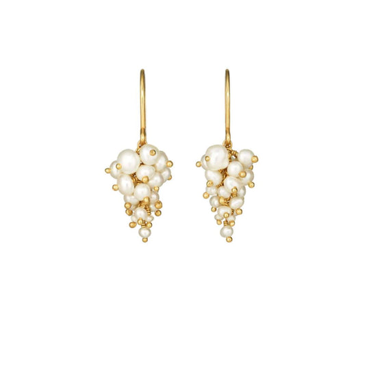 KATE WOOD - Grape earrings, pearl, yellow gold vermeil