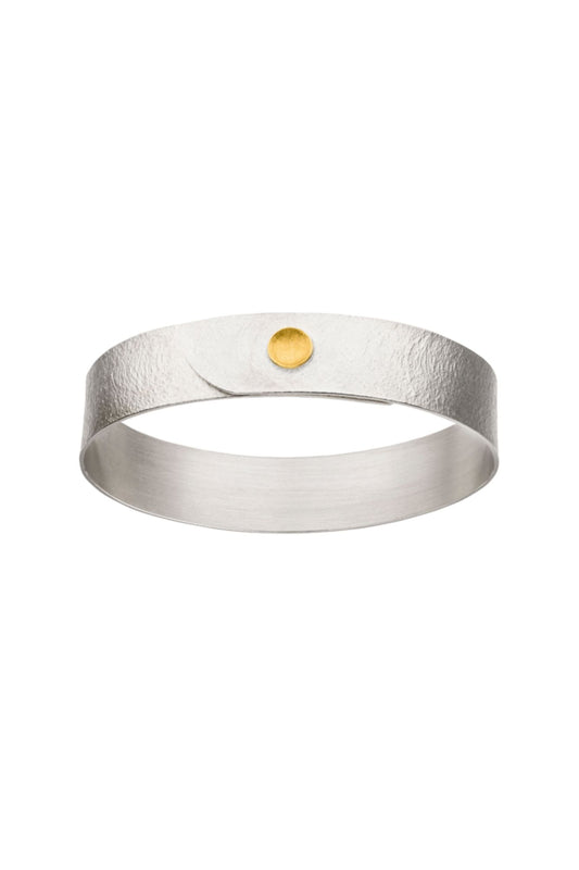 MANU - Satin silver bangle with gold cup detail