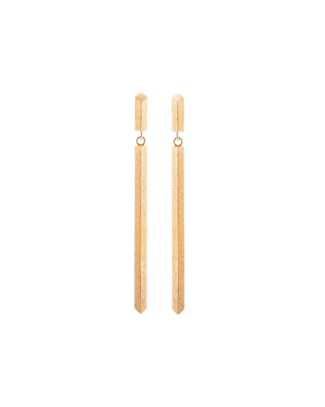 LUCY THOMPSON - Angled BAR Drop Earrings, yellow gold plated