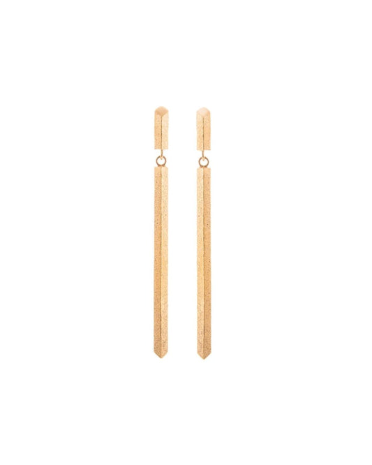 LUCY THOMPSON - Angled BAR Drop Earrings, yellow gold plated