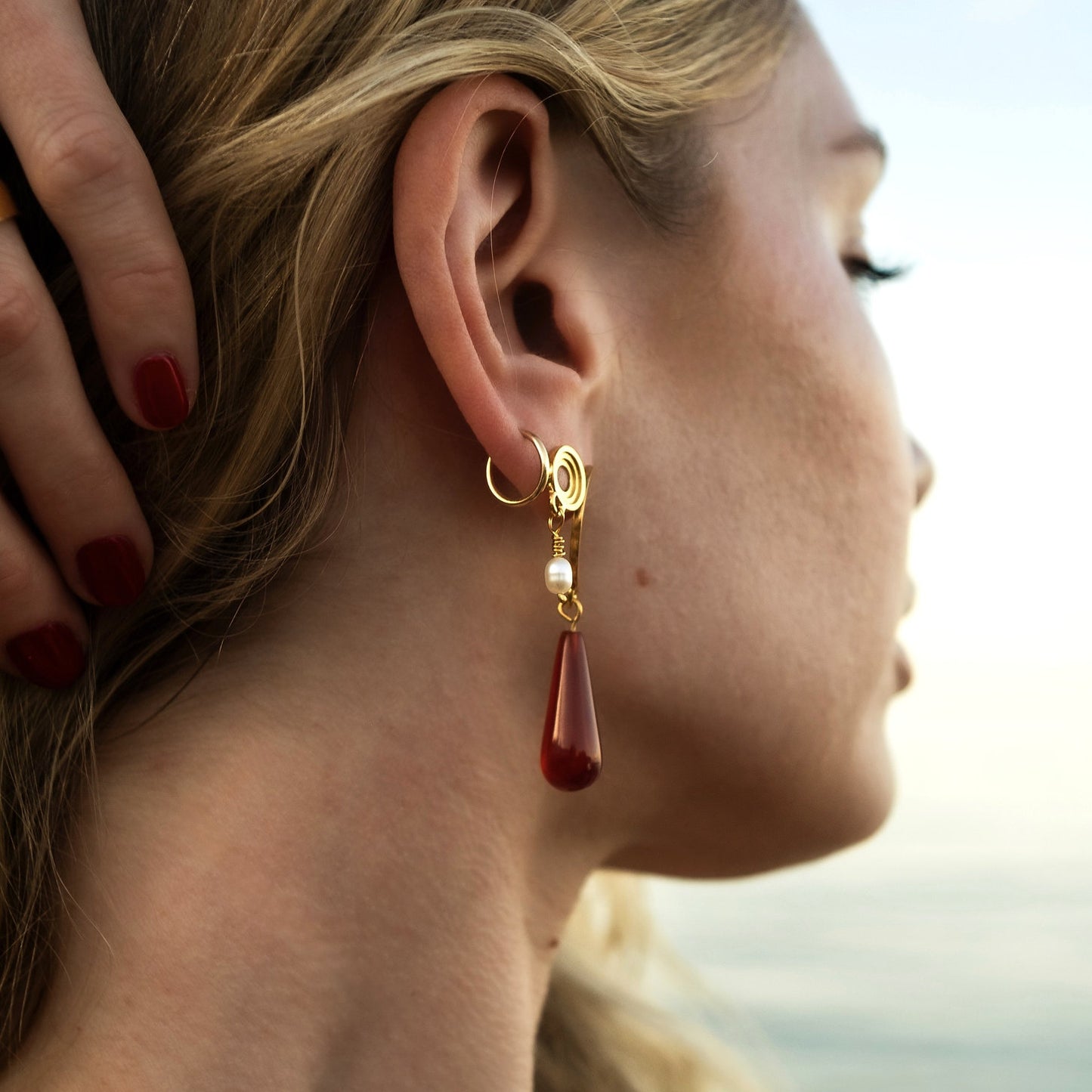 ELIN HORGAN - Large Opis Earrings with Carnelian, Gold
