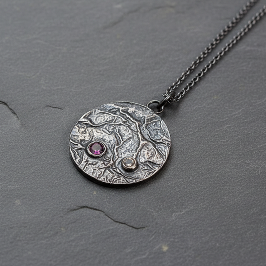ANNE MORGAN - Moonlens with garnet and citrine necklace