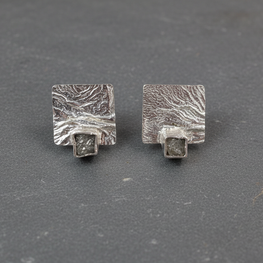 ANNE MORGAN - Moonscape Earrings with Rough Diamonds