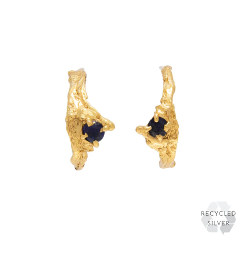 LOVENESS LEE - Ima sapphire earrings - 18ct gold plated recycled sterling silver with lab grown sapphire