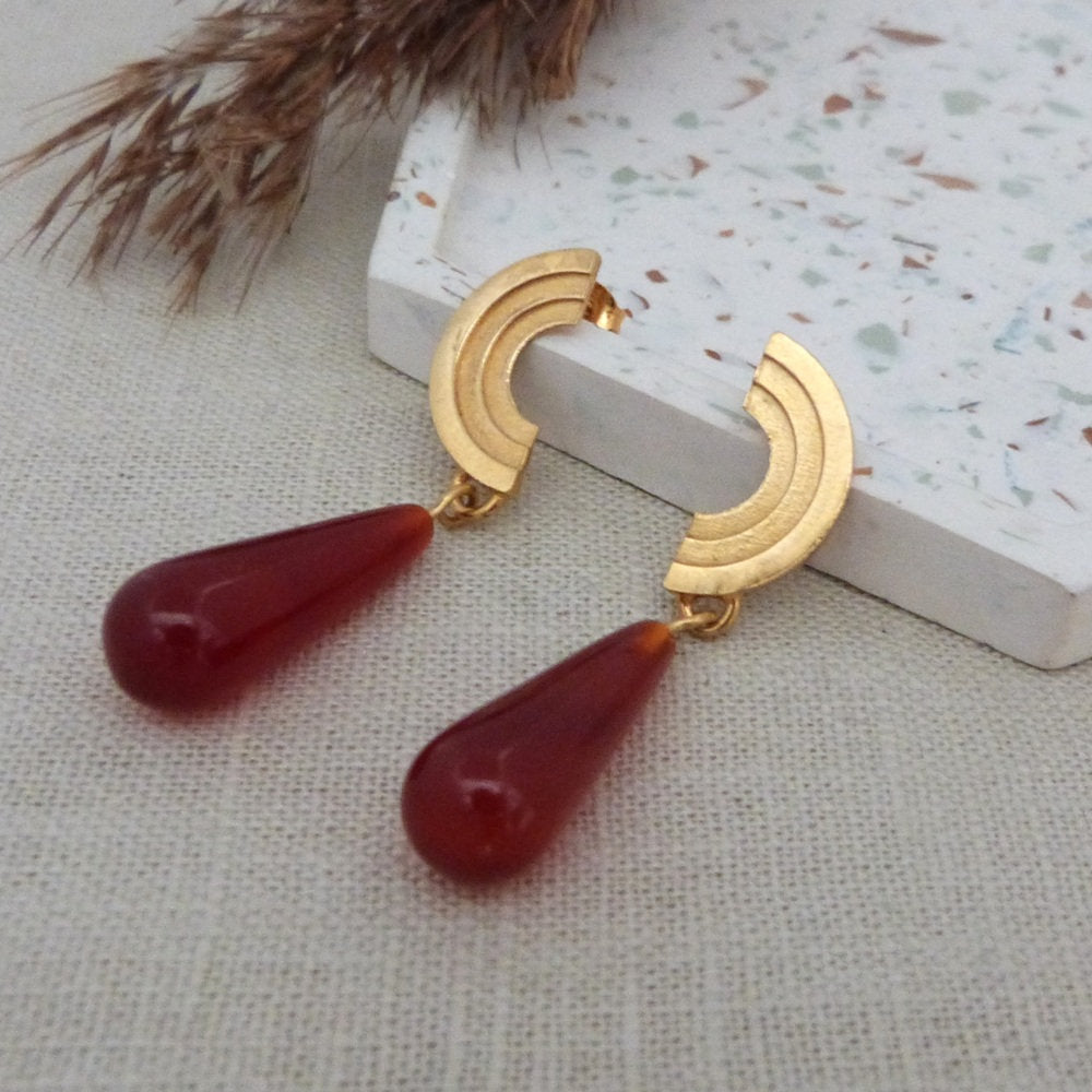 ELIN HORGAN - Large Opis Earrings with Carnelian, Gold
