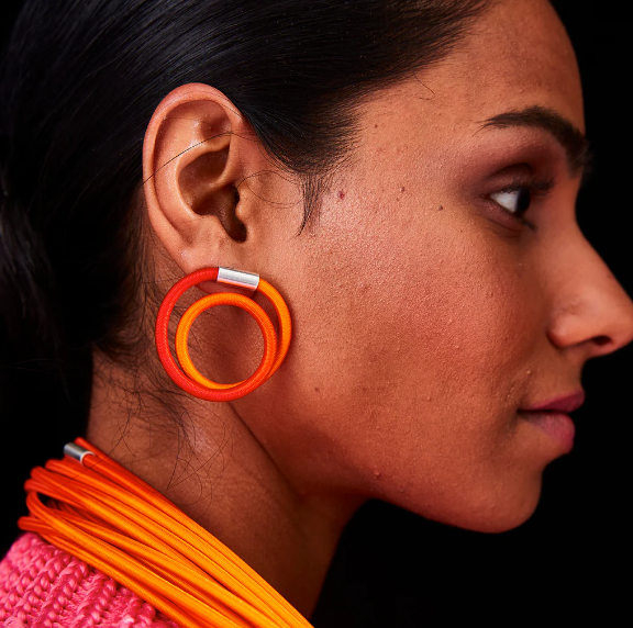 GILLY LANGTON  Large Twist Earrings Mustard/Orange