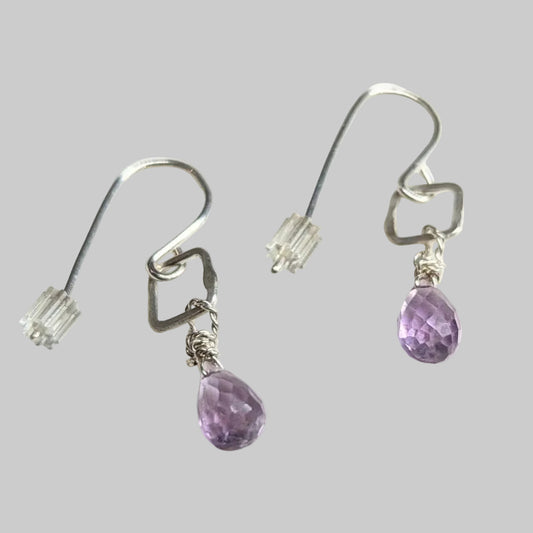 BEA JARENO - Indian Summer Fine Drop Earrings Recycled Sterling Amethyst Gemtsones