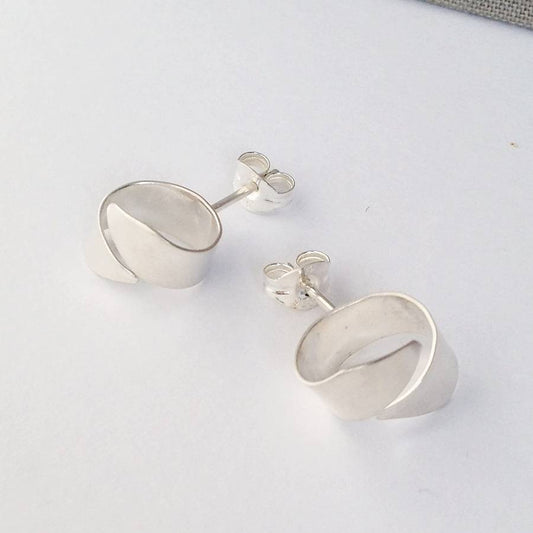 JODIE HOOK - Ribbon End Stud Earrings, Sterling Silver