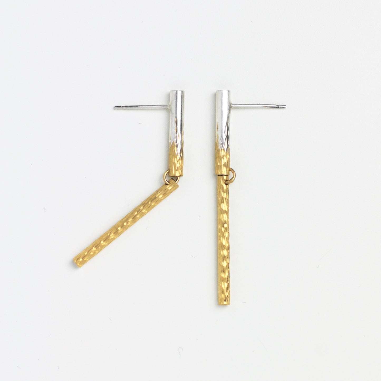 REBECCA BURT - Flux Drops Medium Gold Plated and Silver Gradient Earrings