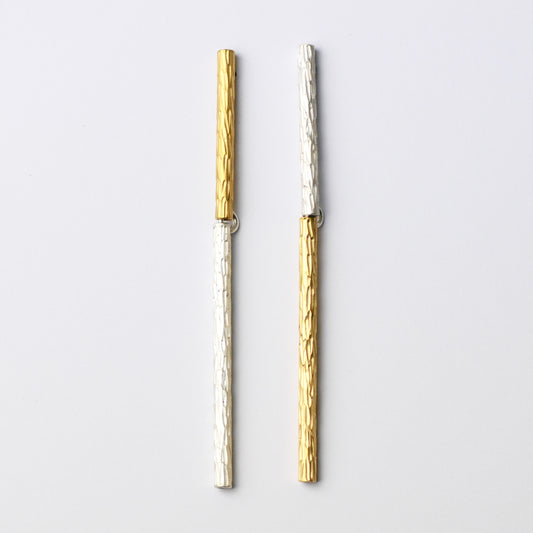 REBECCA BURT - Flux Asymmetric Sterling Silver And Gold Plated Earrings
