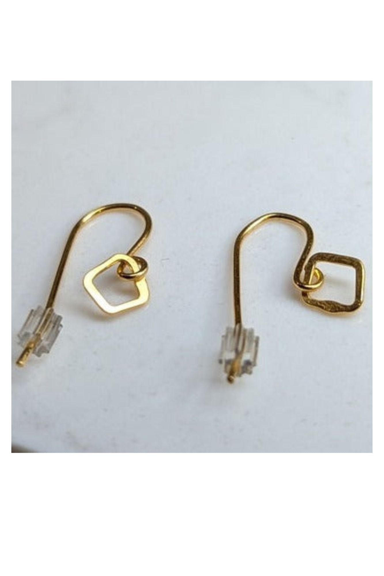 BEA JANERO Indian summer tiny hook earrings recycled 24kt yellow gold vermeil