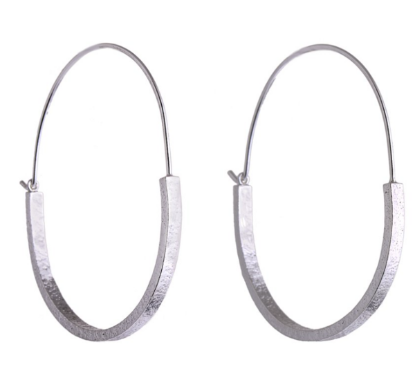 LUCY THOMPSON  Large Silver bar basket hoops