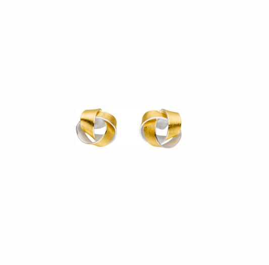 MANU - 22ct Yellow Gold and Silver Knot Stud Earrings