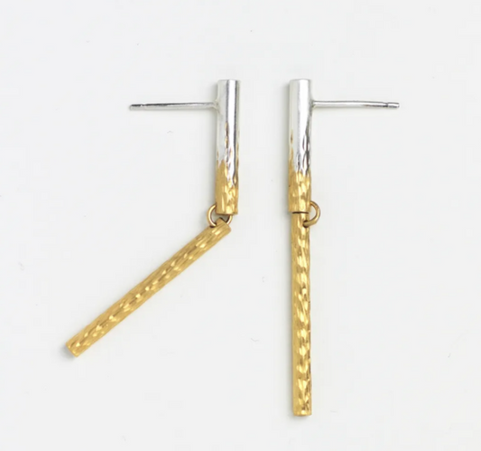 REBECCA BURT  Flux gold plate gradient medium drop earrings