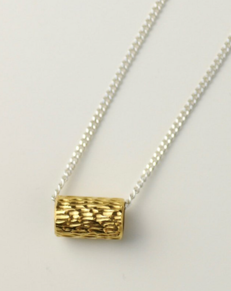 REBECCA BURT  Flux necklace single gold plate bead on a 16” chain