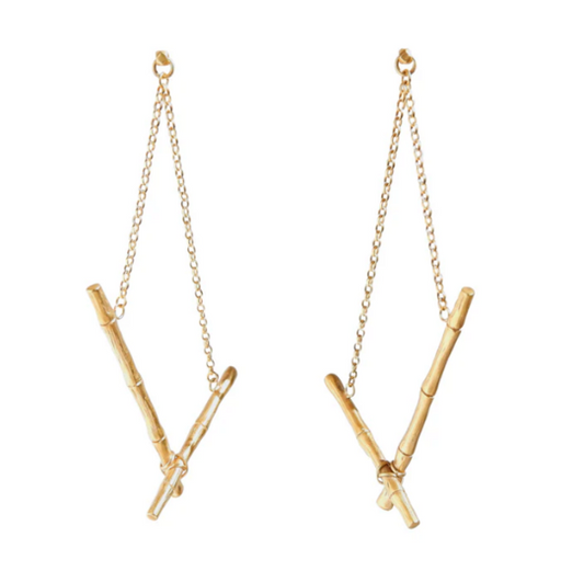 ROSITA BONITA - Cross Cane Earrings, gold vermeil