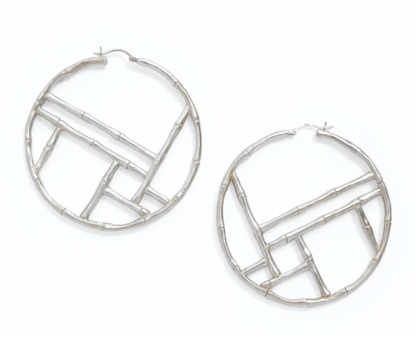 RB38 - Bamboo Screen silver hoop earrings