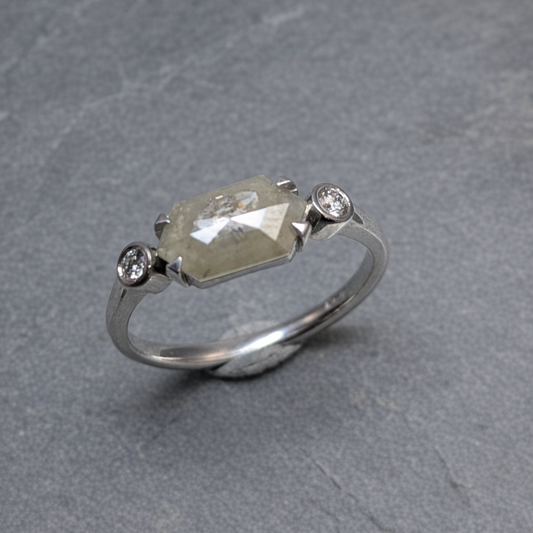 ANNE MORGAN - Hex Diamond with Brilliant White Diamonds 18ct white gold