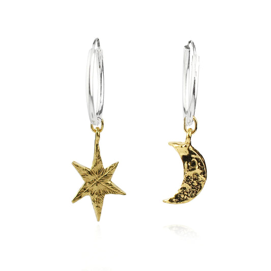 MOMOCREATURA - North star and moon hoop earrings