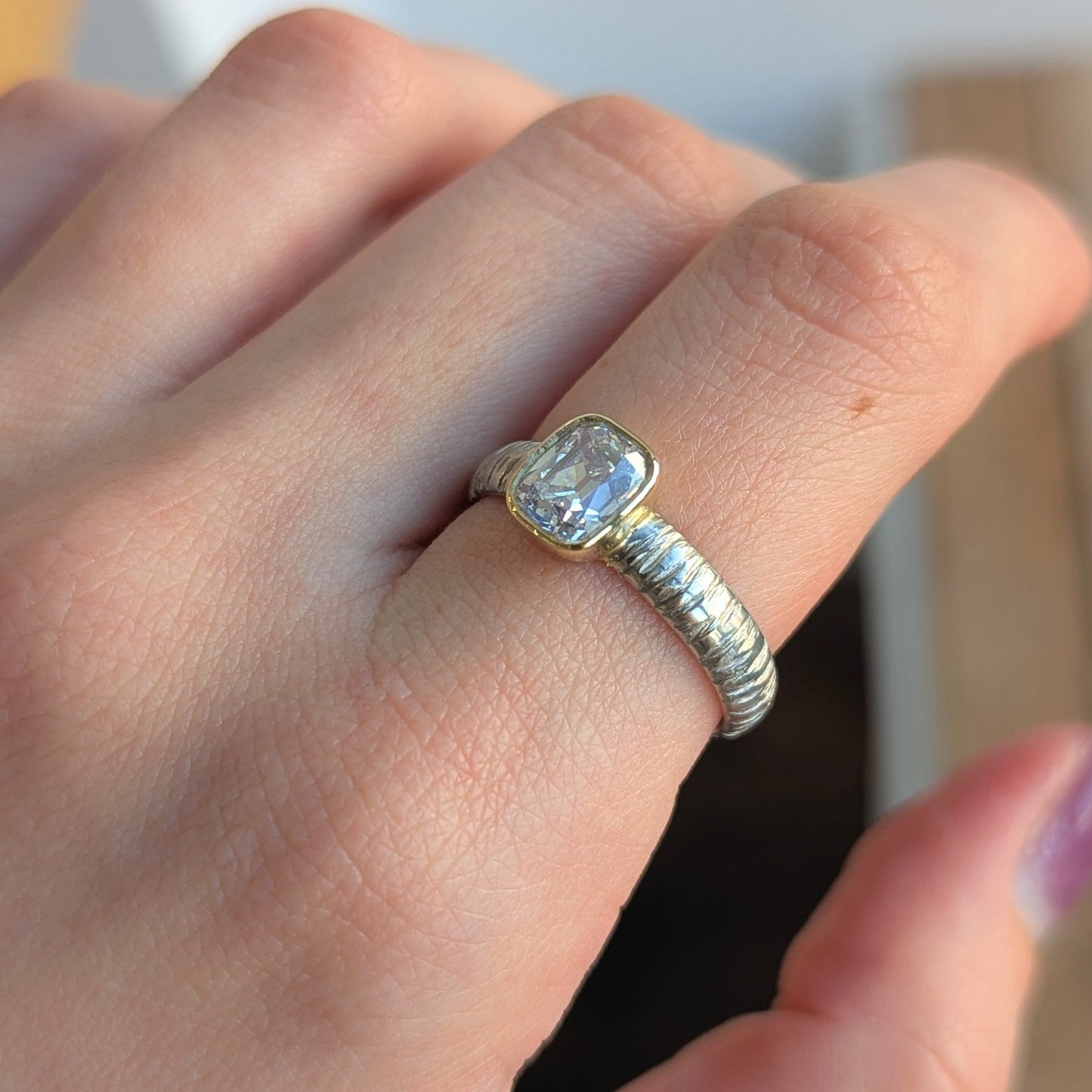 ANNE MORGAN - Platinum Stephanie Ring with Old Cut Diamond