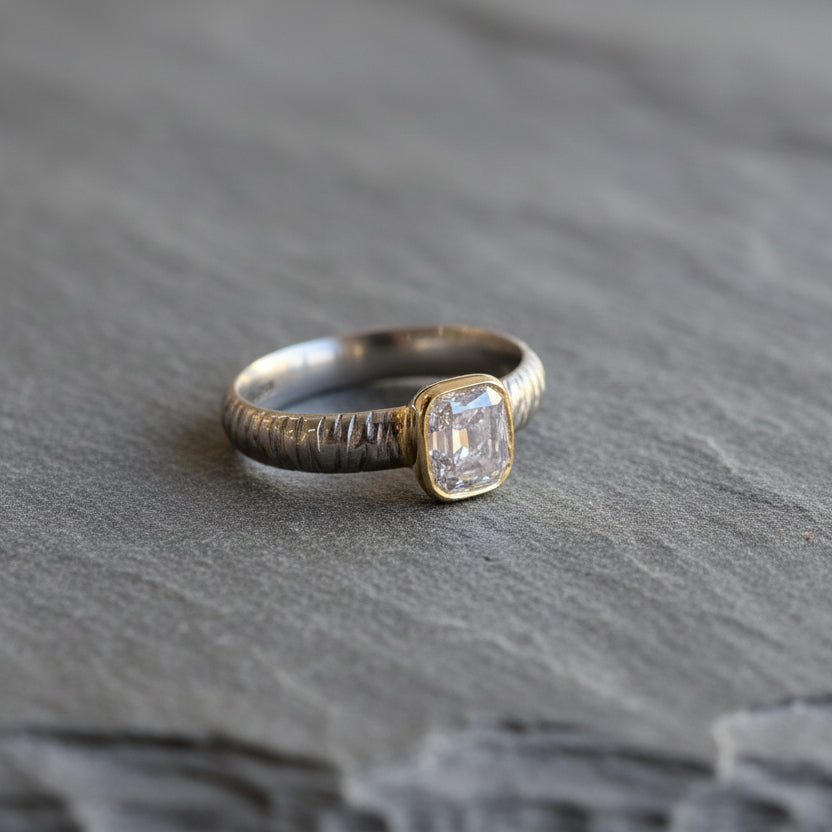 ANNE MORGAN - Platinum Stephanie Ring with Old Cut Diamond