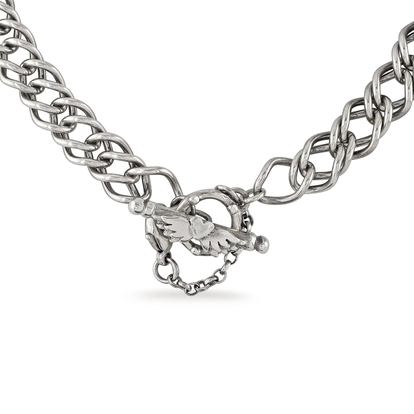 SOPHIE HARLEY - Double French Curb Layered Heart Mega Charm Necklace