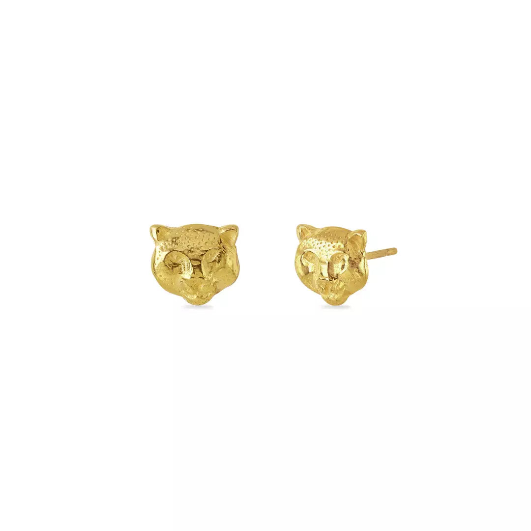 SOPHIE HARLEY - Fully Gold Plated Spirit Snow Leopard Studs