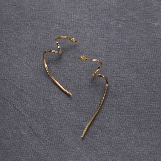 ANNE MORGAN - Athena Long spiral silver gold plated studs