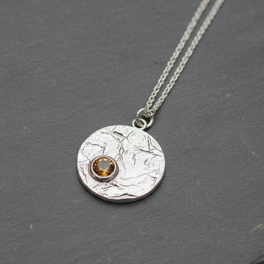 ANNE MORGAN - Moonlens with citrine on spiga 16"