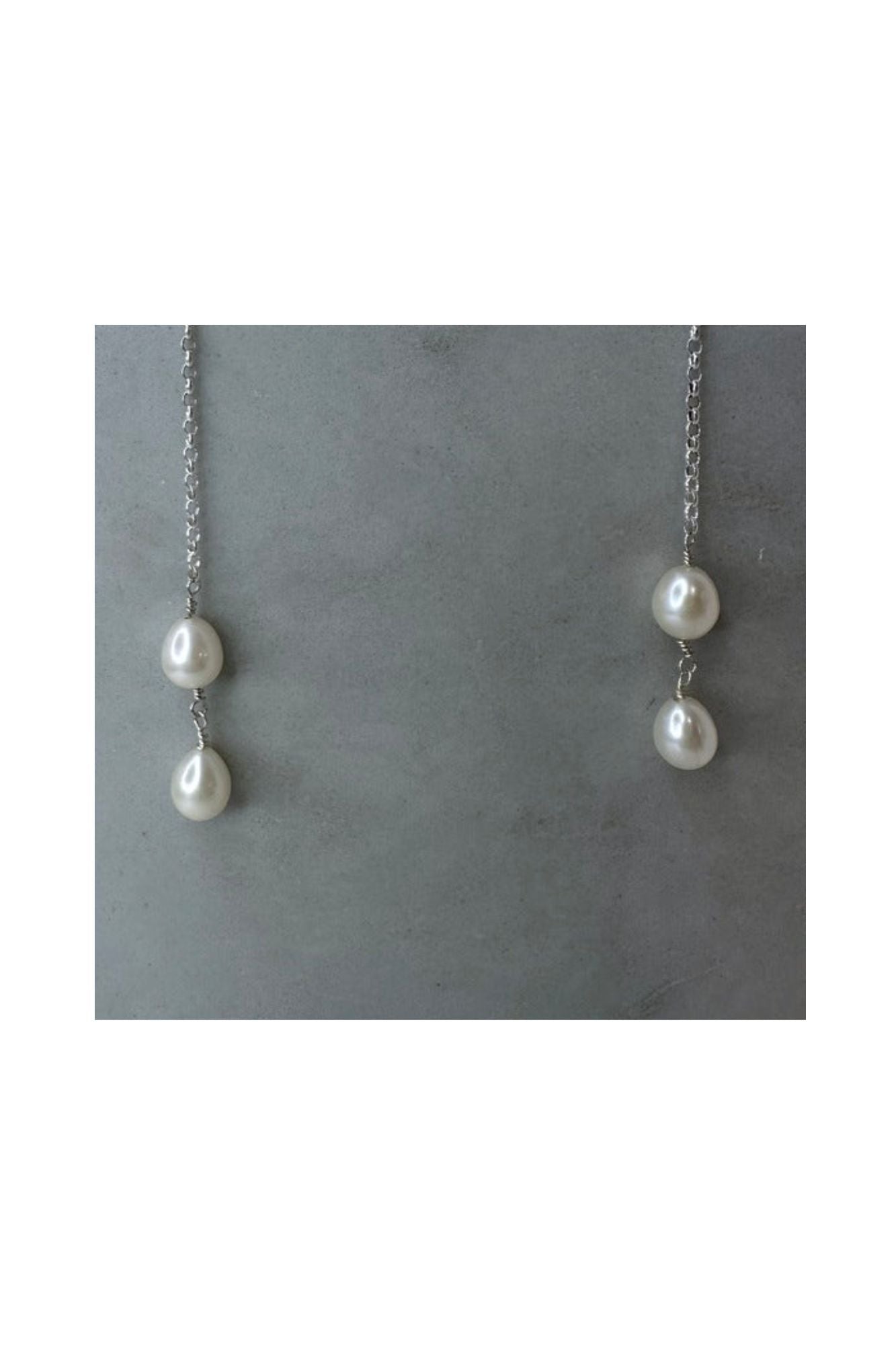 DUXFORD STUDIOS - Silver and Pearl Drop Heartbeat Earrings