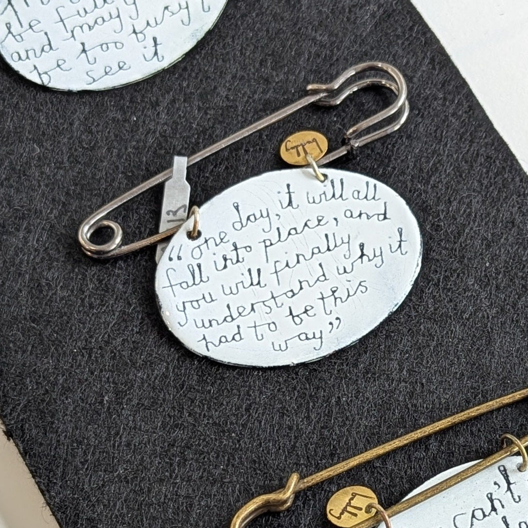 BUDDUG HUMPHREYS - enamel quote kilt pin