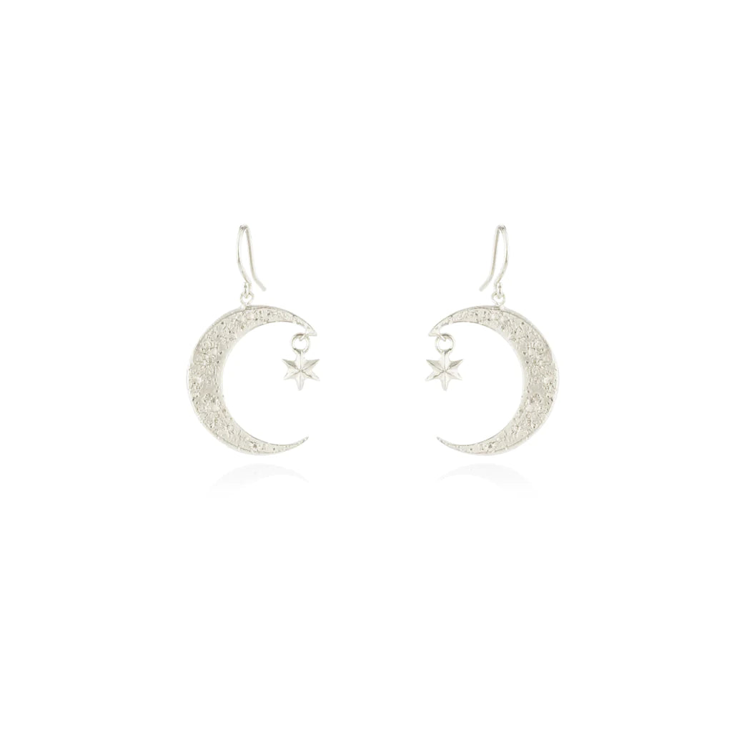 MOMOCREATURA-  Crescent Moon & Star Earrings in Sterling Silver