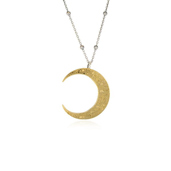 MOMOCREATURA -  Large crescent moon ball chain necklace - Sil x YGP 