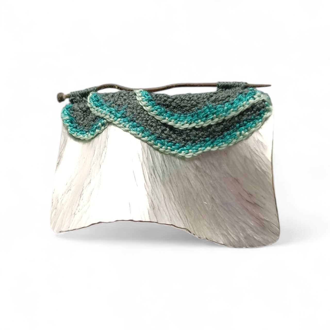 LIZ WILLIS - Mud Larked Pin - Silver & Hand Stitched Silk Thread Brooch