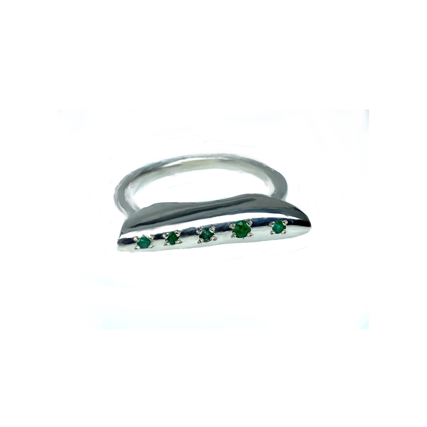 KATE HODGSON - Gallery leaf ring emerald