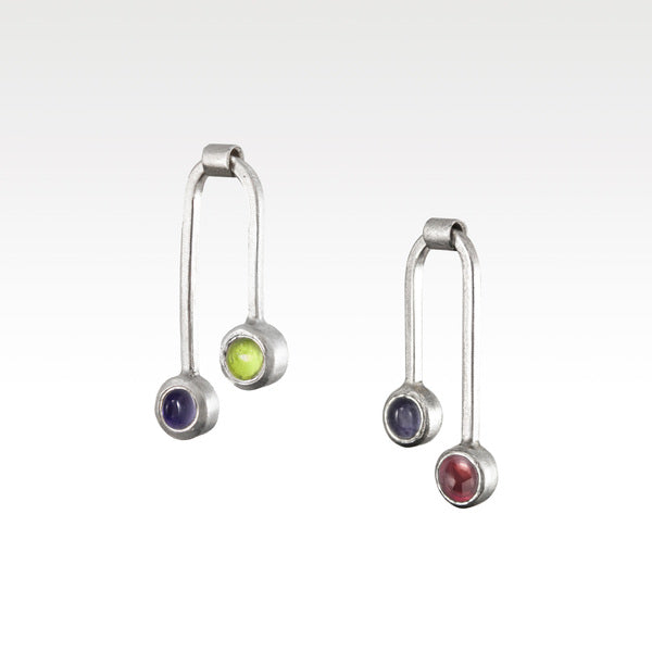SCOTT MILLAR - Dusk Pendulum Earrings with Iolite, Garnet, Peridot in Silver