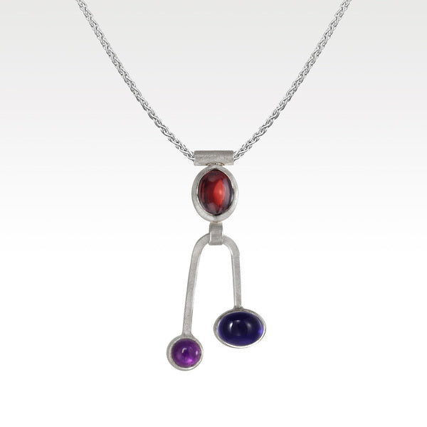 SCOTT MLLAR - Dusk Pendulum Necklace with Garnet, Amethyst & Iolite in Silver