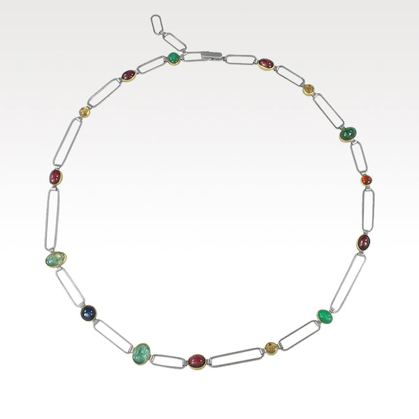 SCOTT MILLAR - Dusk Necklace with Ruby, Citrine, Garnet, Tourmaline, Emerald, Iolite in Silver & 18ct Gold
